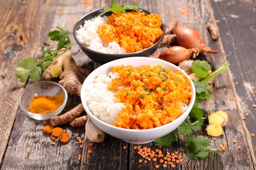 Dahl de lentilles, riz...